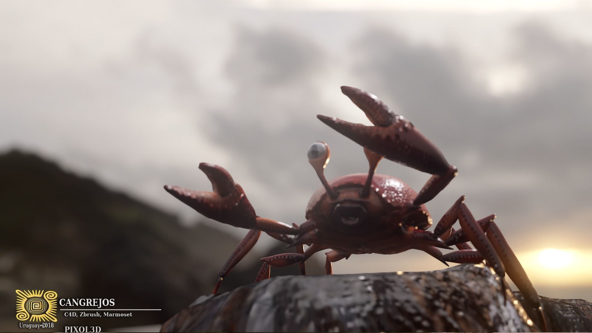 Crab Rigged Low-poly 3D model_4