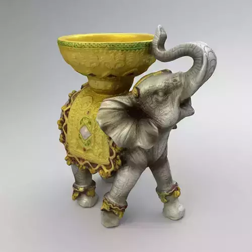 Silver Elephant Statue with cup on the back