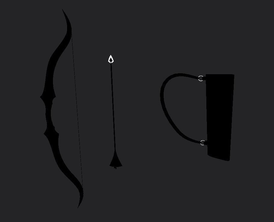 Bow Set Low Poly leather bag with arrow in it Low-poly 3D model_6