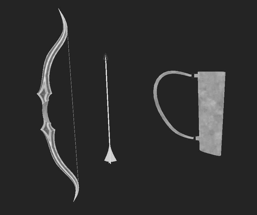 Bow Set Low Poly leather bag with arrow in it Low-poly 3D model_8