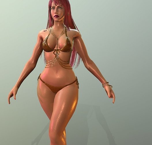 Realistic Girl dance Low-poly 3D model