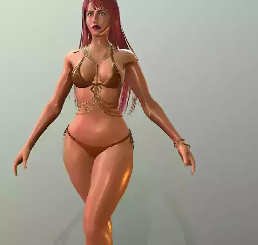 Realistic Girl dance Low-poly 3D model