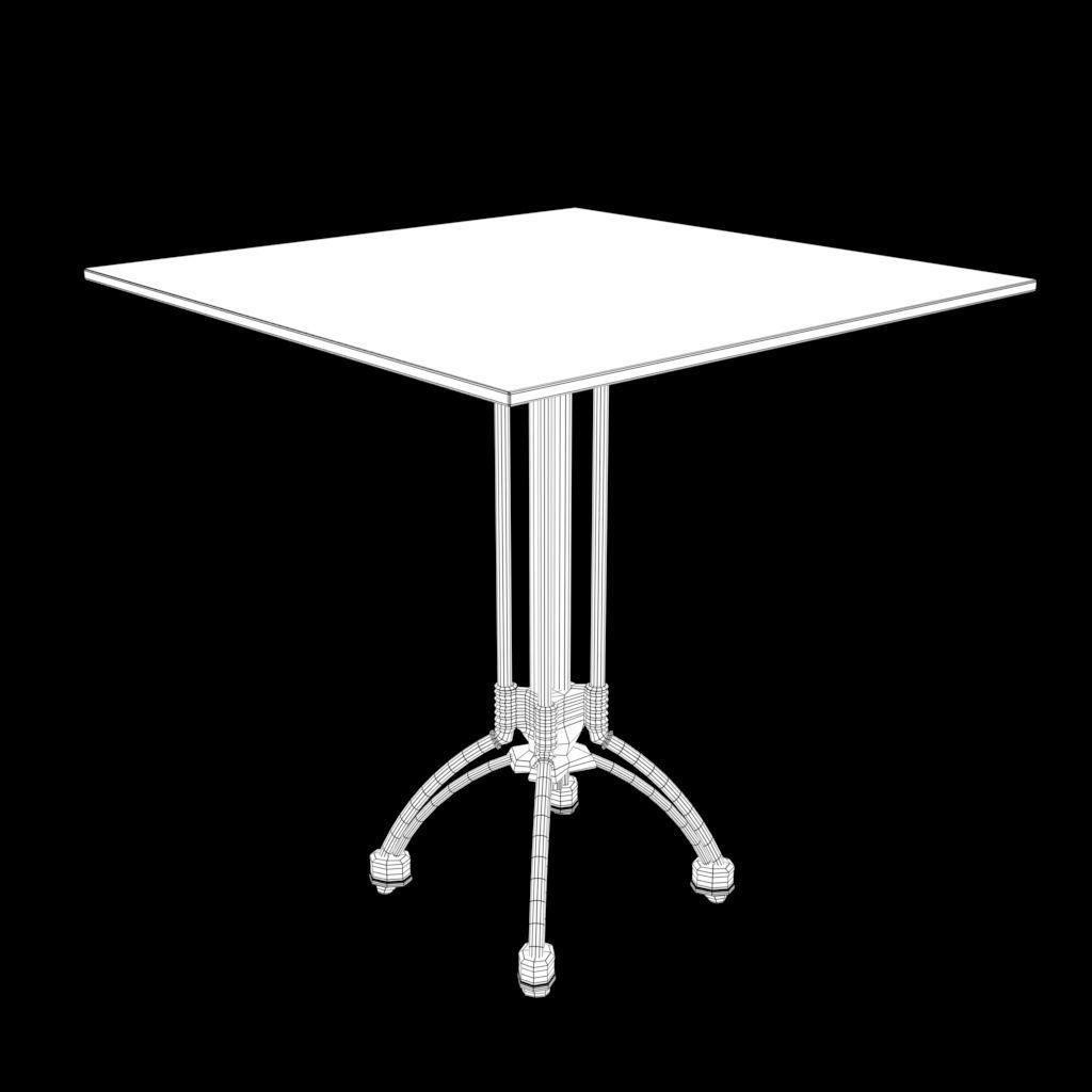 Table square with metal legs and wood top 3D model_4