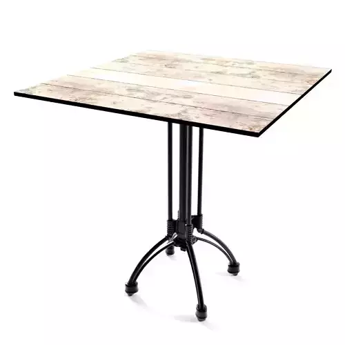 Table square with metal legs and wood top 3D model
