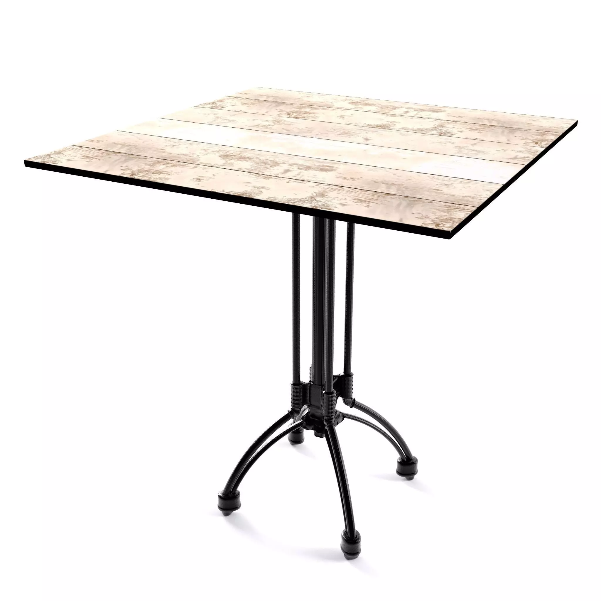 Table square with metal legs and wood top 3D model_0