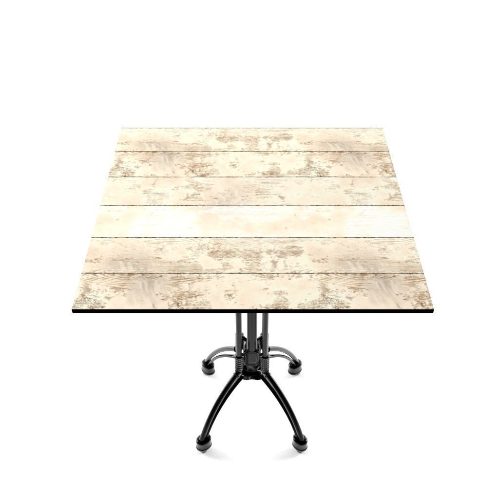 Table square with metal legs and wood top 3D model_3