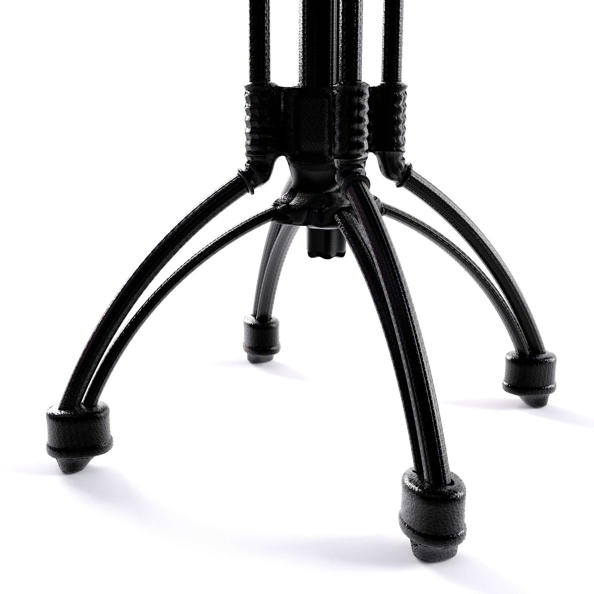 Table square with metal legs and wood top 3D model_1