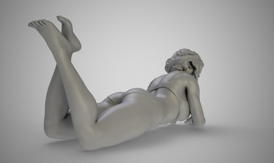 Girl Lying on the Beach 3D print model_3