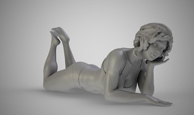 Girl Lying on the Beach 3D print model