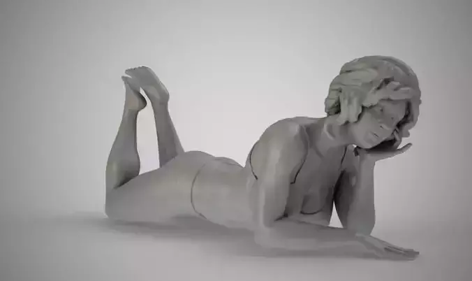 Girl Lying on the Beach 3D print model