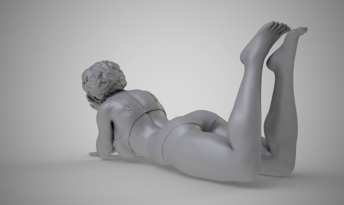 Girl Lying on the Beach 3D print model_1