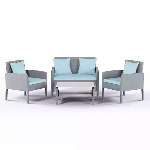 Havenside Home Stillwater Gray 4-piece Rattan Seating 3D model