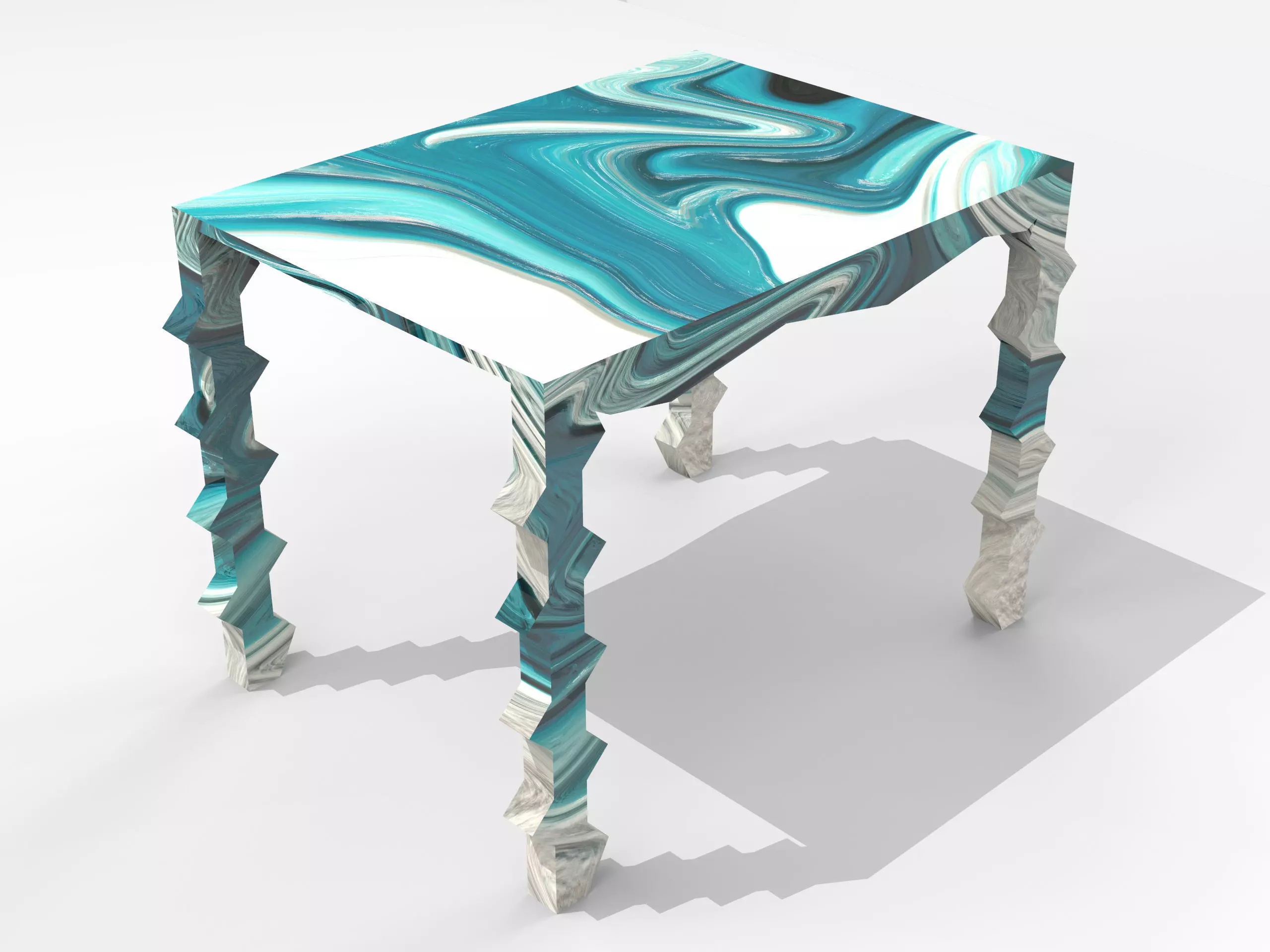 Table with marble design 3D model_0