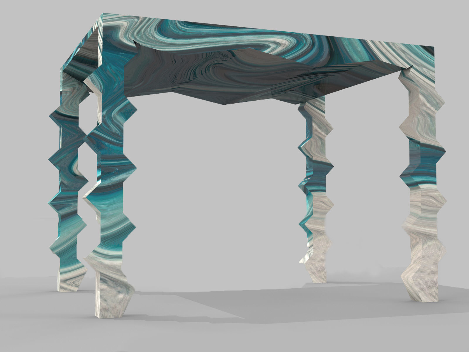 Table with marble design 3D model_2