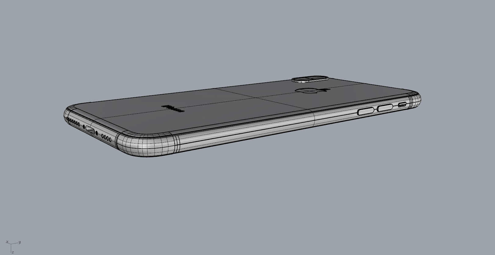 Realistic iphone XS MAX silver Low-poly 3D model_31