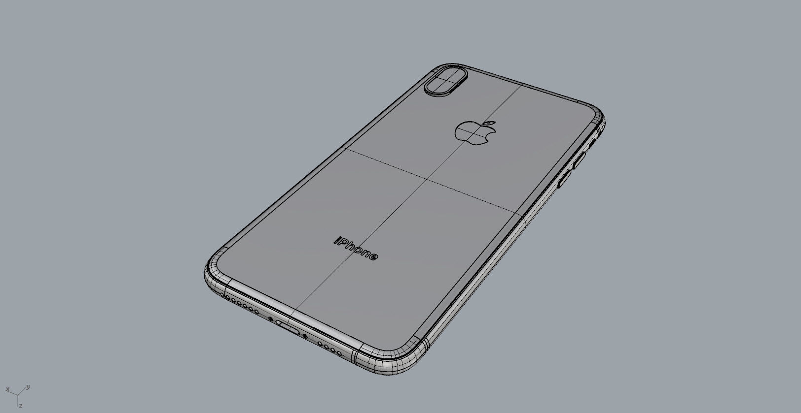 Realistic iphone XS MAX silver Low-poly 3D model_38