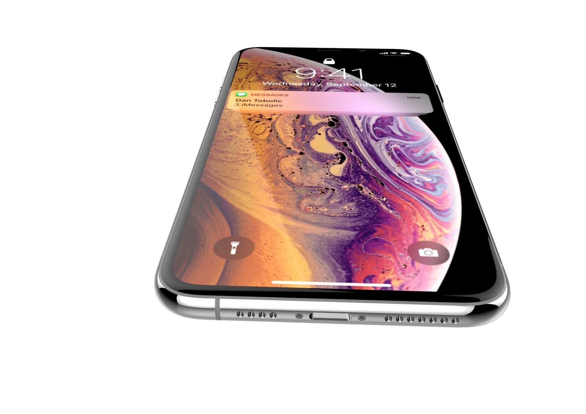 Realistic iphone XS MAX silver Low-poly 3D model_4