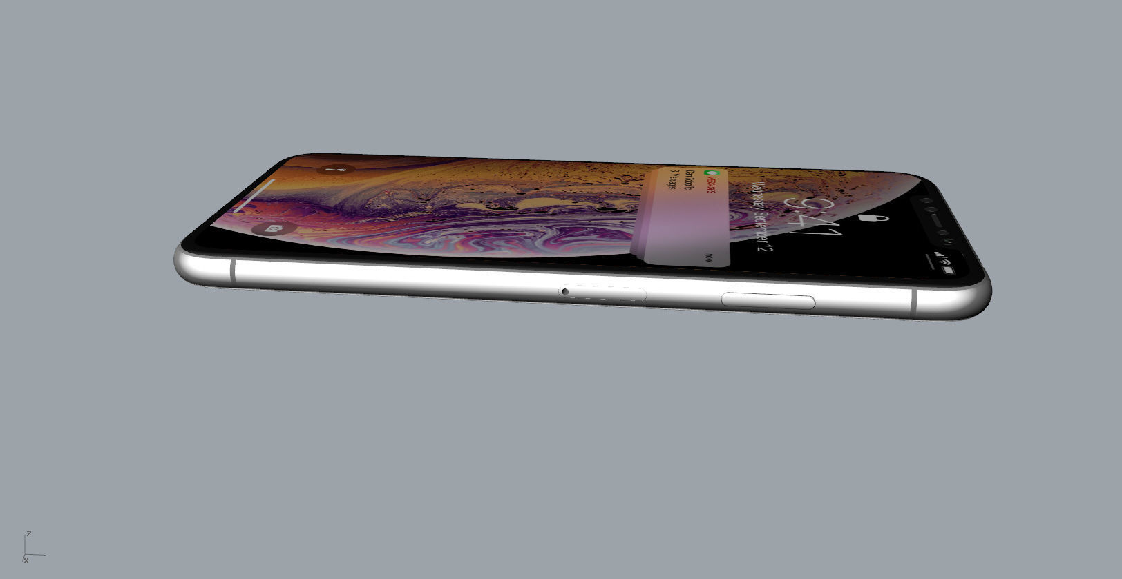 Realistic iphone XS MAX silver Low-poly 3D model_11
