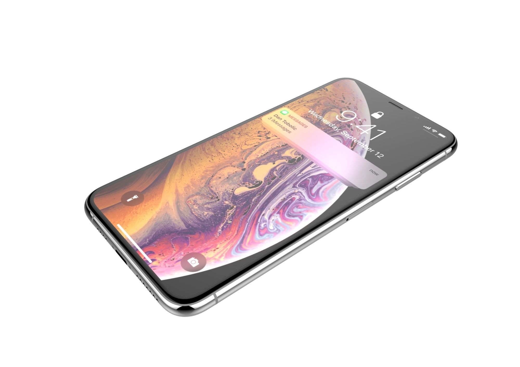 Realistic iphone XS MAX silver Low-poly 3D model_2