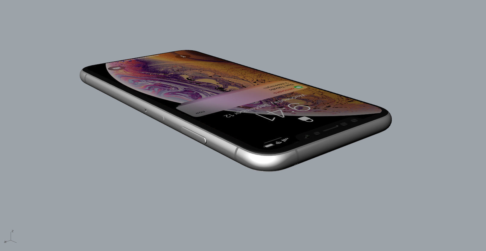 Realistic iphone XS MAX silver Low-poly 3D model_12