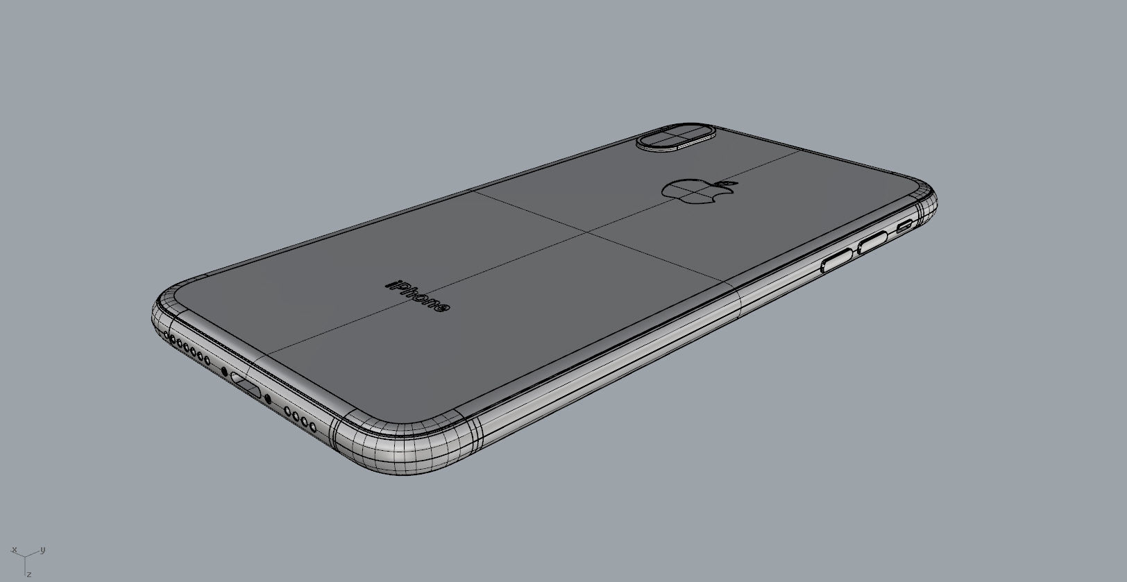 Realistic iphone XS MAX silver Low-poly 3D model_33