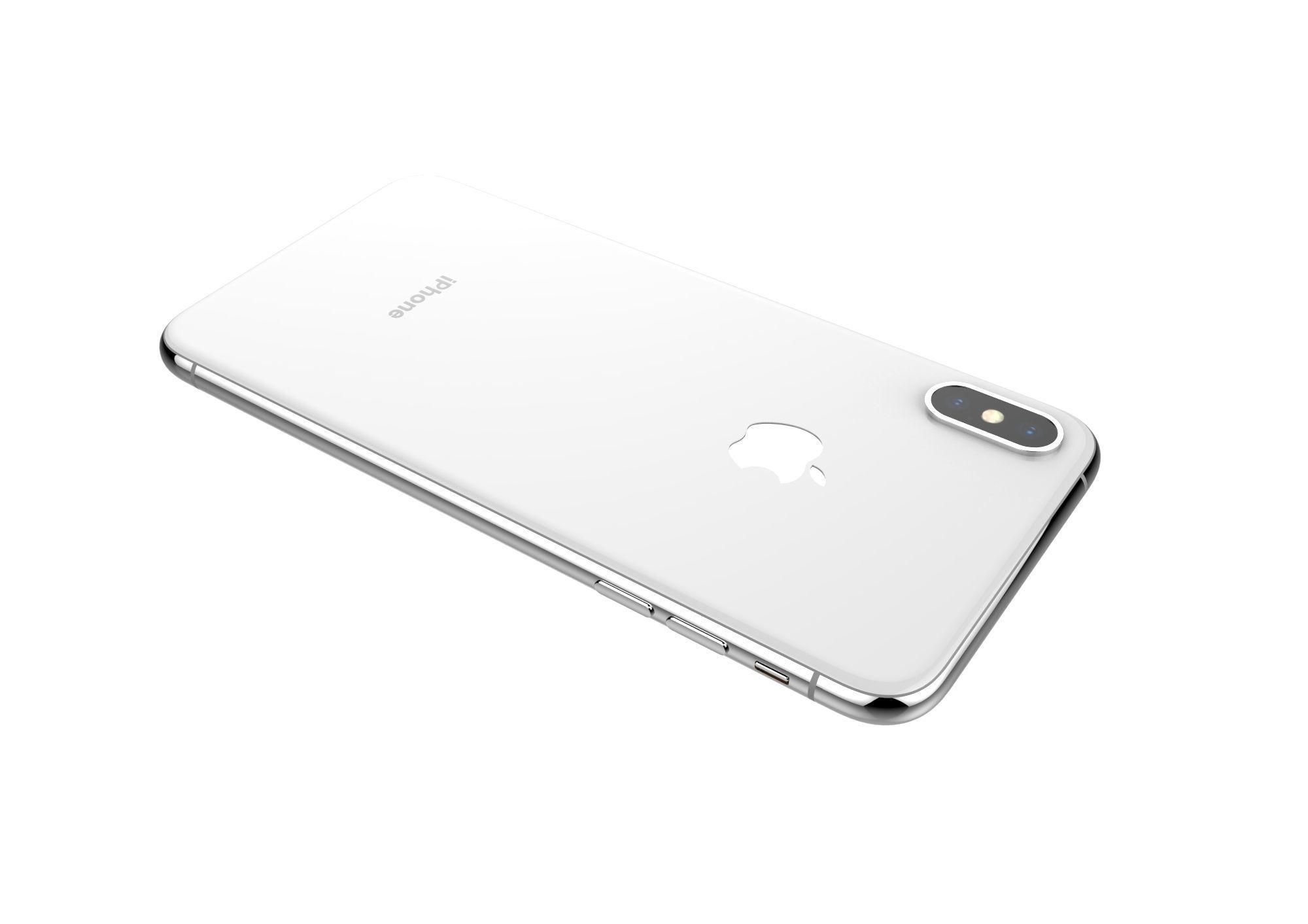 Realistic iphone XS MAX silver Low-poly 3D model_3