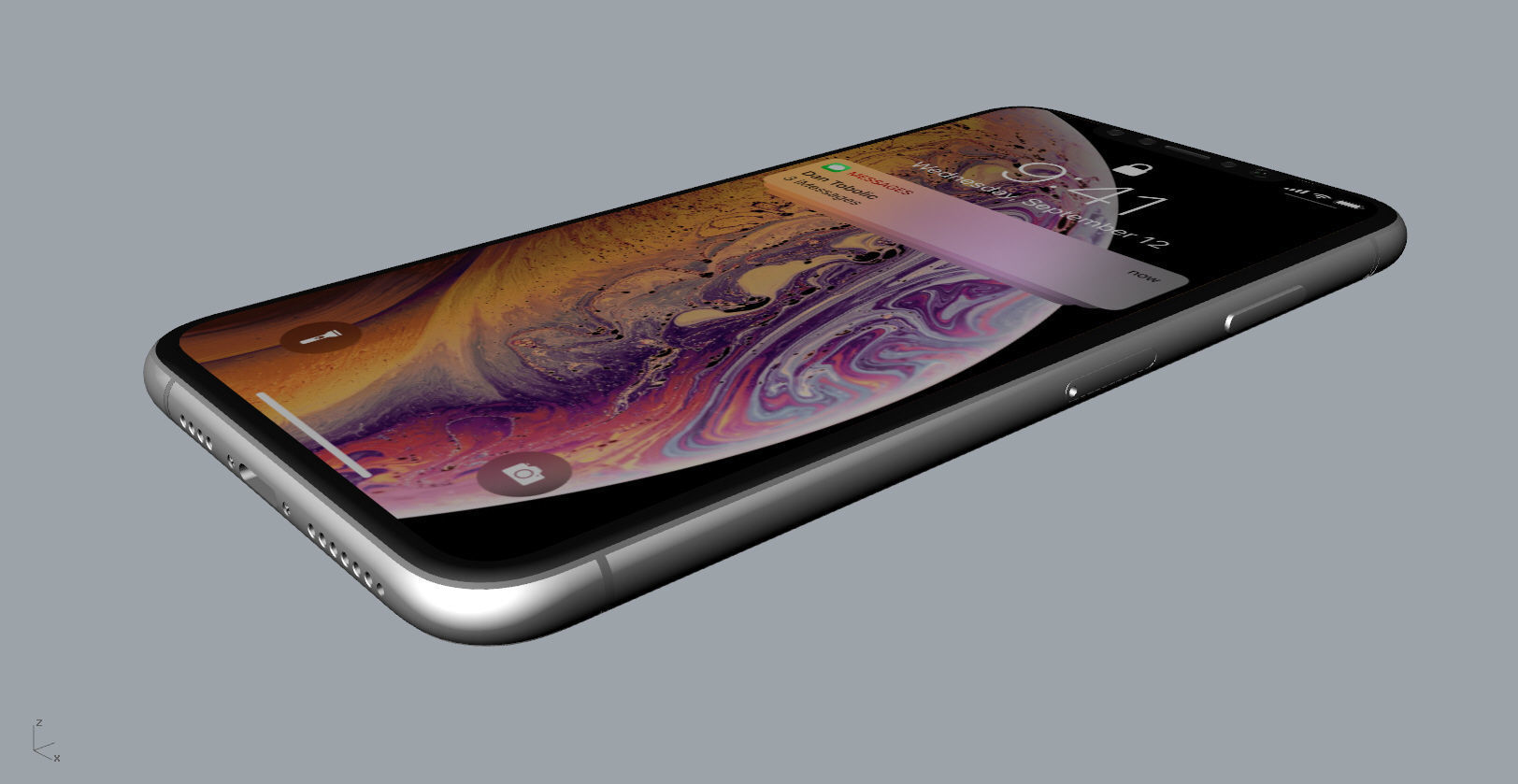 Realistic iphone XS MAX silver Low-poly 3D model_9