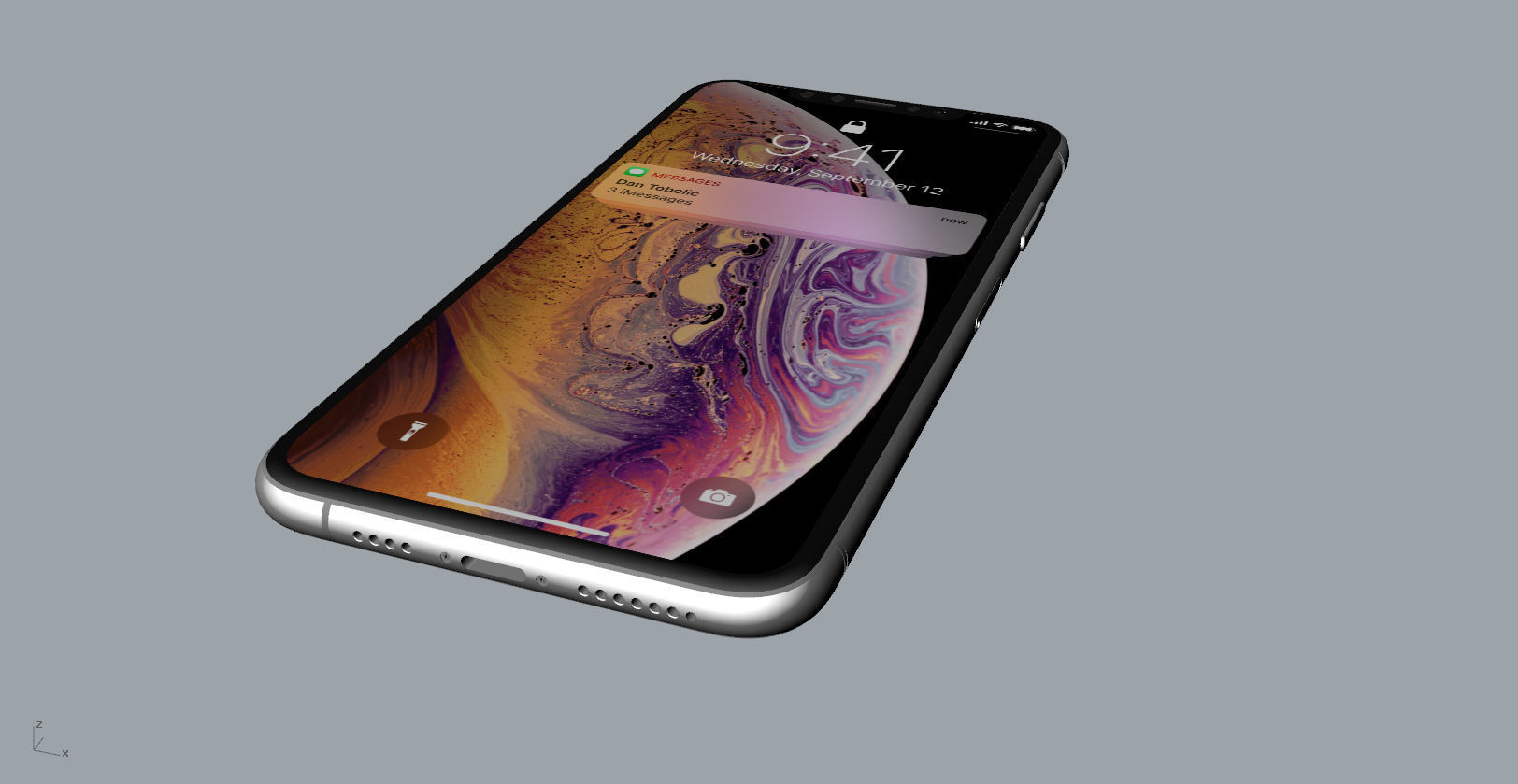 Realistic iphone XS MAX silver Low-poly 3D model_5