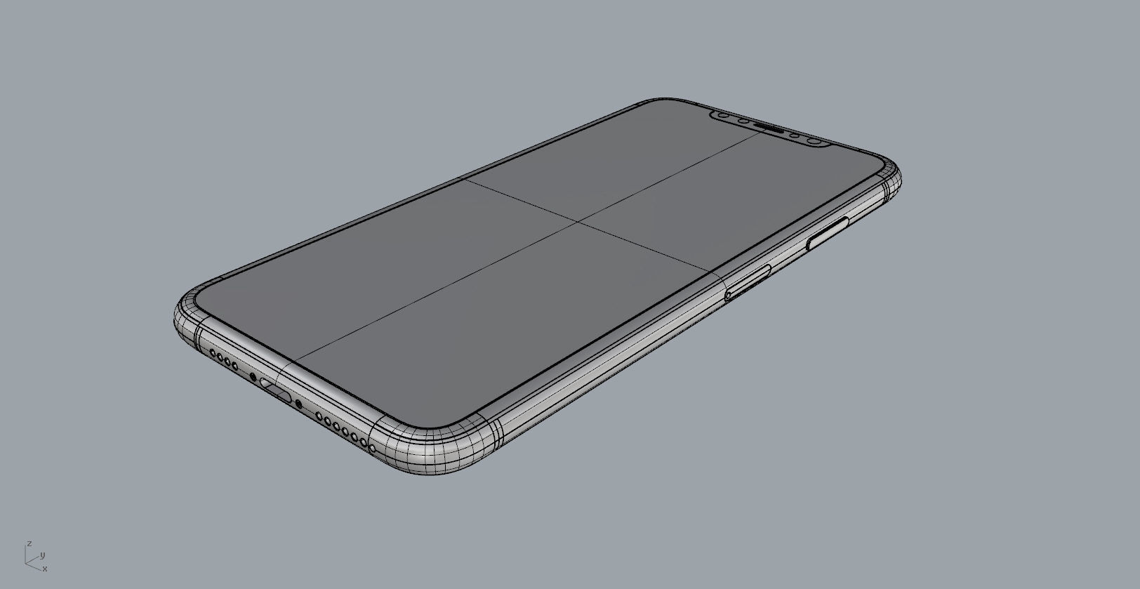 Realistic iphone XS MAX silver Low-poly 3D model_30