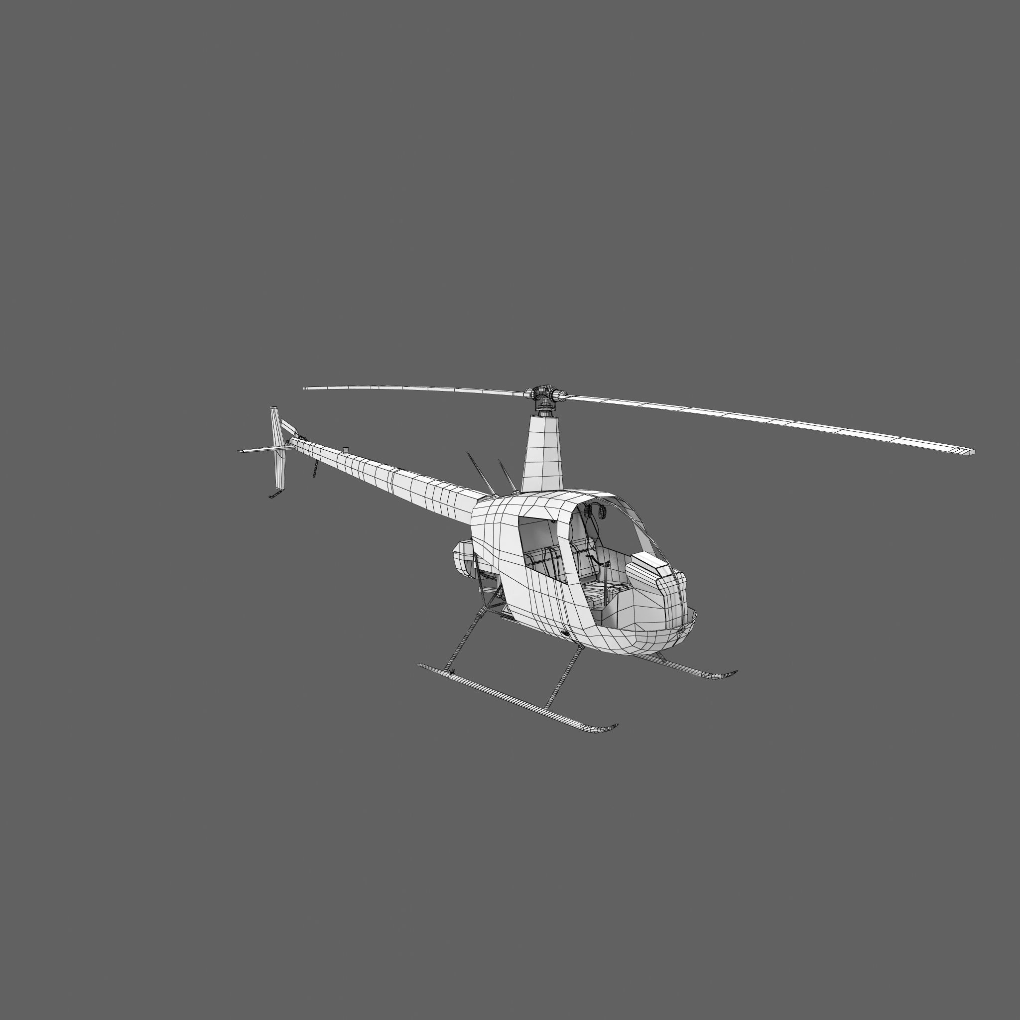 Robinson R22 Helicopter 3D model_8
