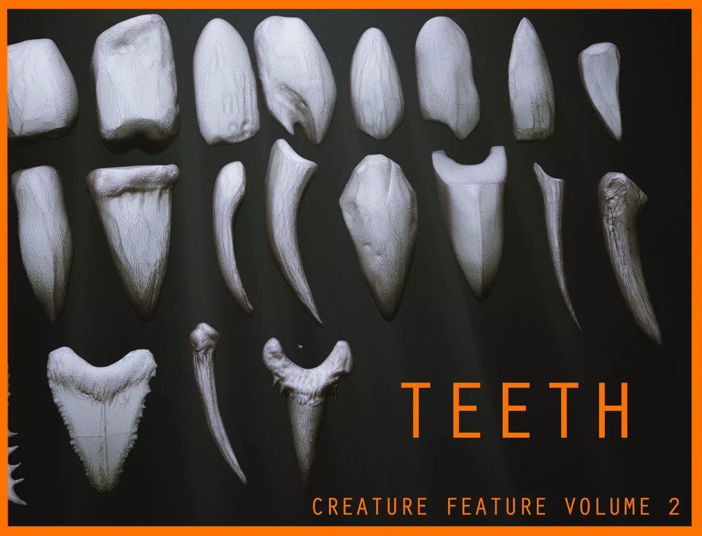TEETH - Zbrush 24 Assorted Teeth IMM Brush plus OBJs 3D model_0
