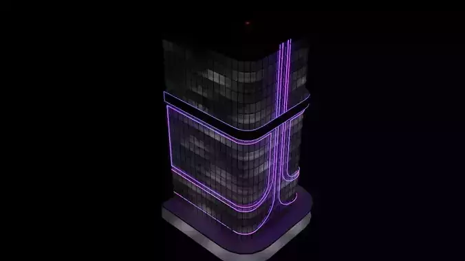 skyscraper futuristic building with neon lights