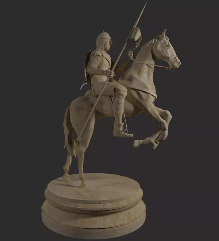 Cavalry Statue 3D model_0