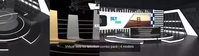 Virtual sets for telivition combo pack 3D Model Collection