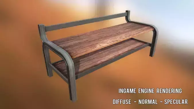 Rustic TV Shelf 01 Low-poly 3D model