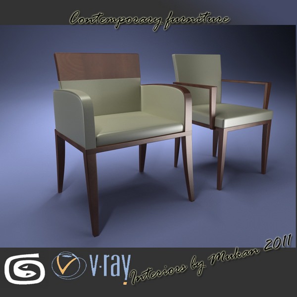 Azure Contemporary Armchair Set 27 3D model_5
