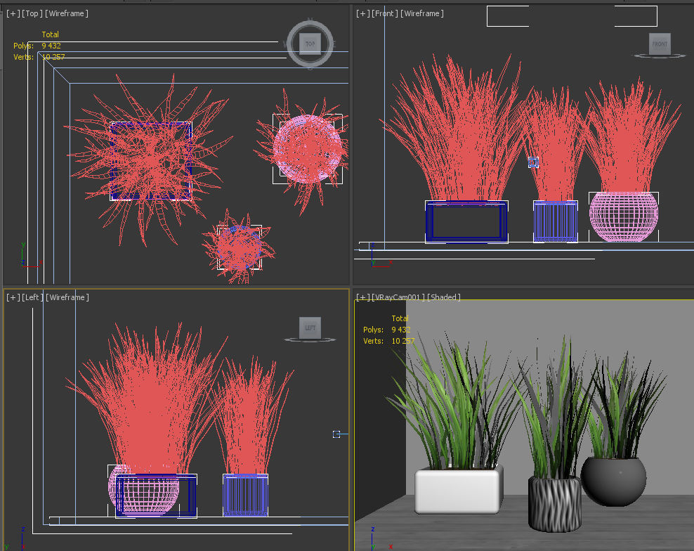 grass in pot 3D model_5