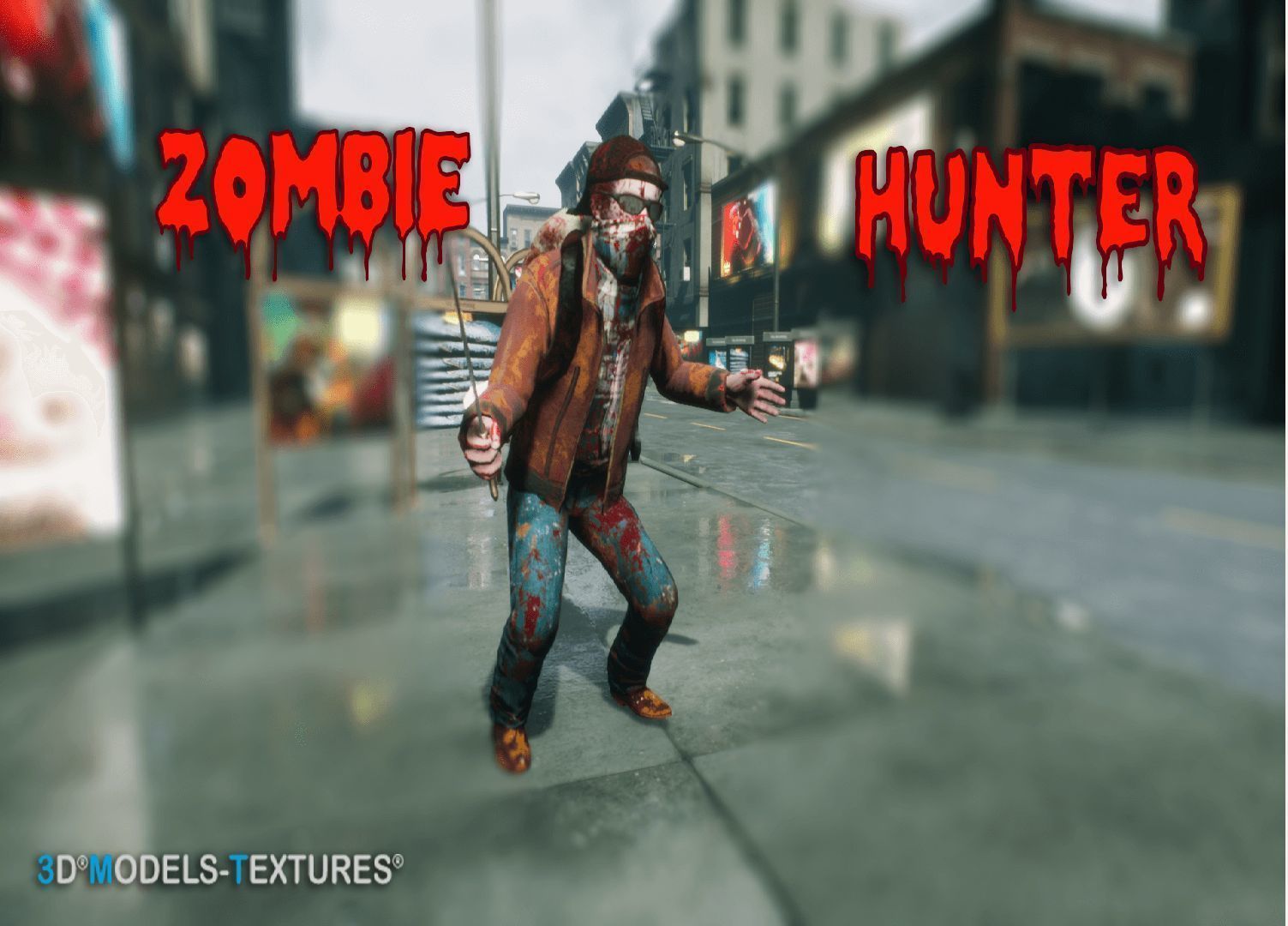 Zombie Hunter Low-poly 3D model_3