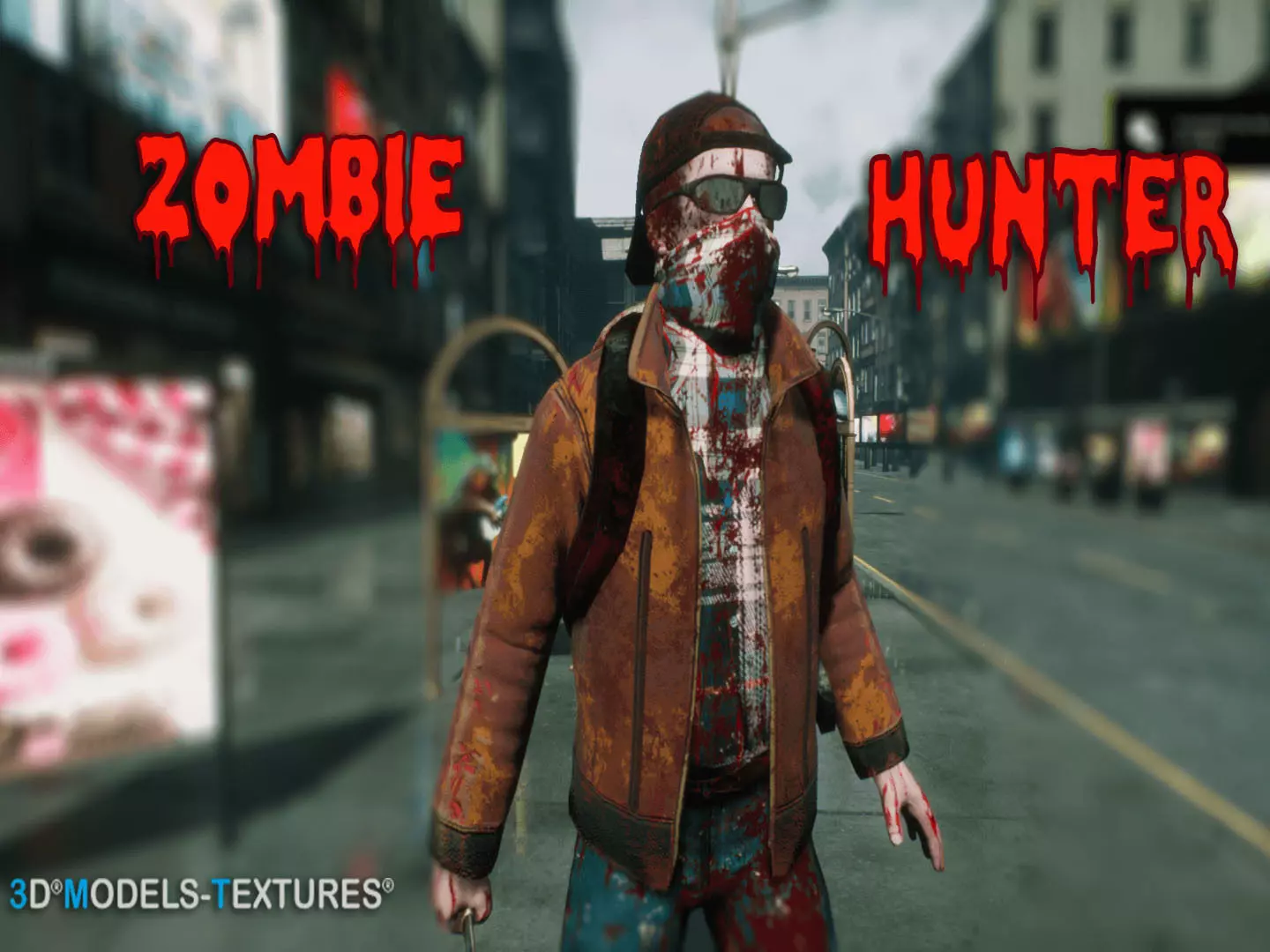 Zombie Hunter Low-poly 3D model_0