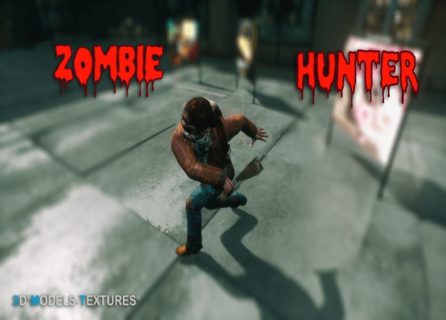 Zombie Hunter Low-poly 3D model_4