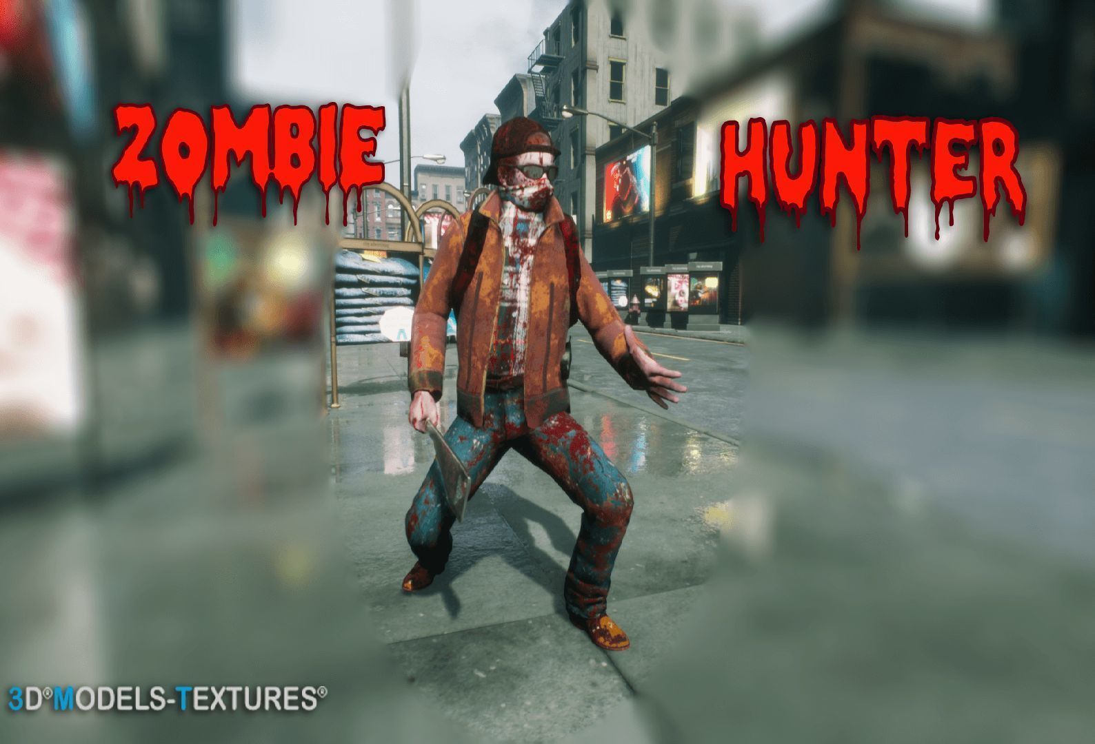 Zombie Hunter Low-poly 3D model_2