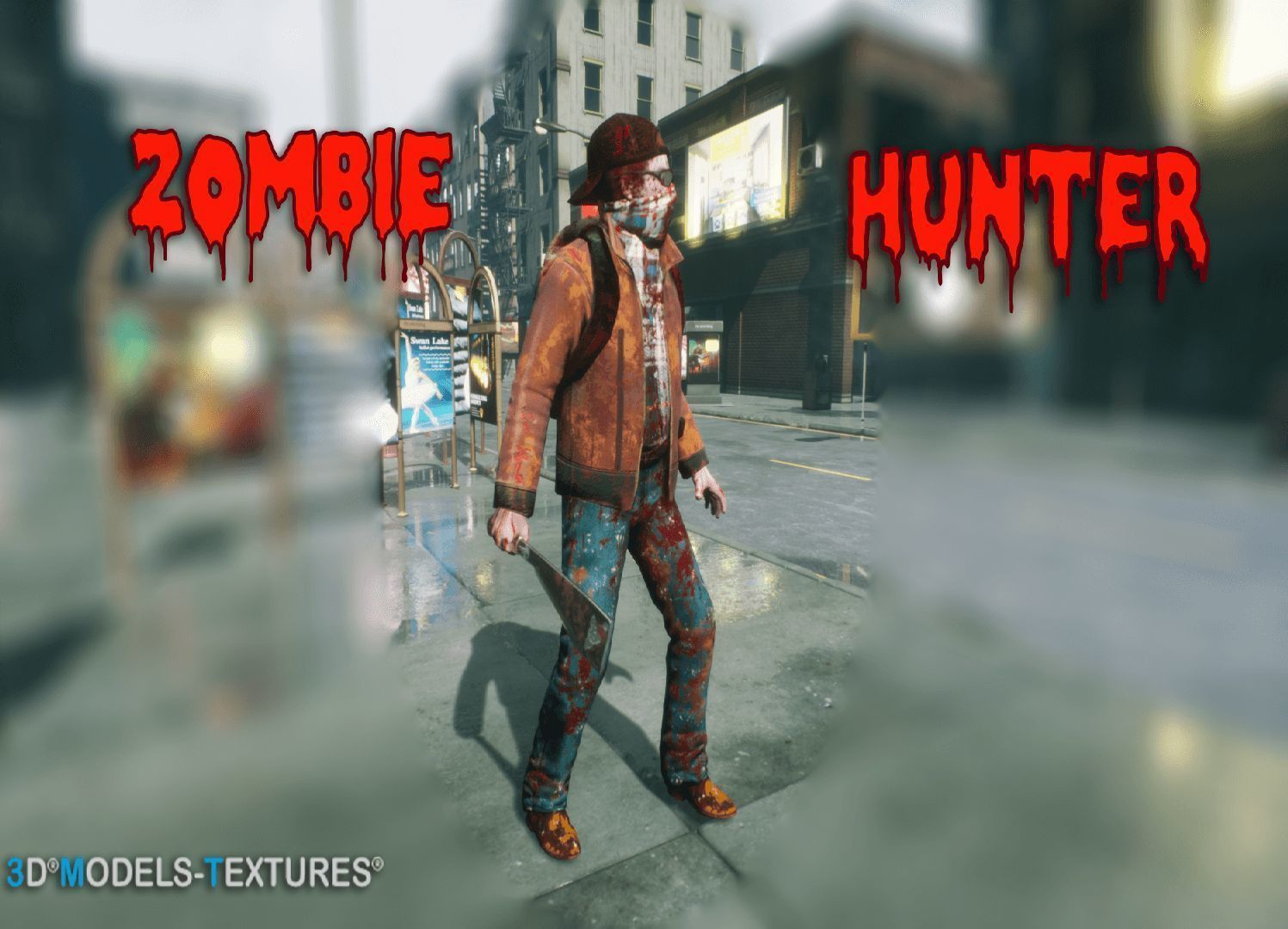 Zombie Hunter Low-poly 3D model_9