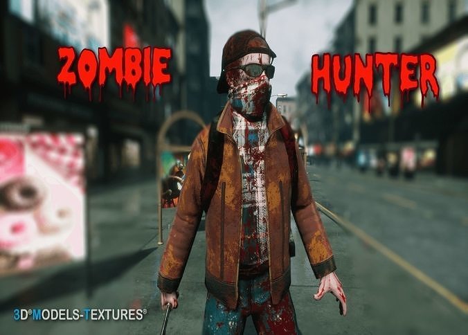 Zombie Hunter for UNREAL Low-poly 3D model