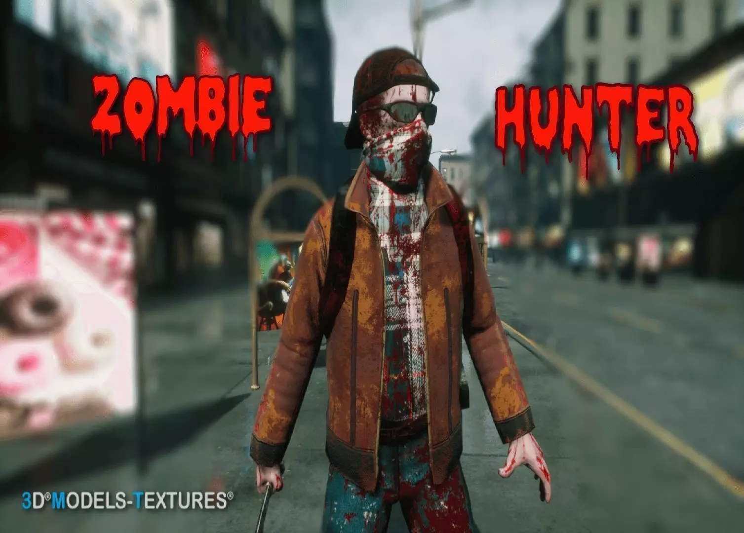 Zombie Hunter for UNREAL Low-poly 3D model_0
