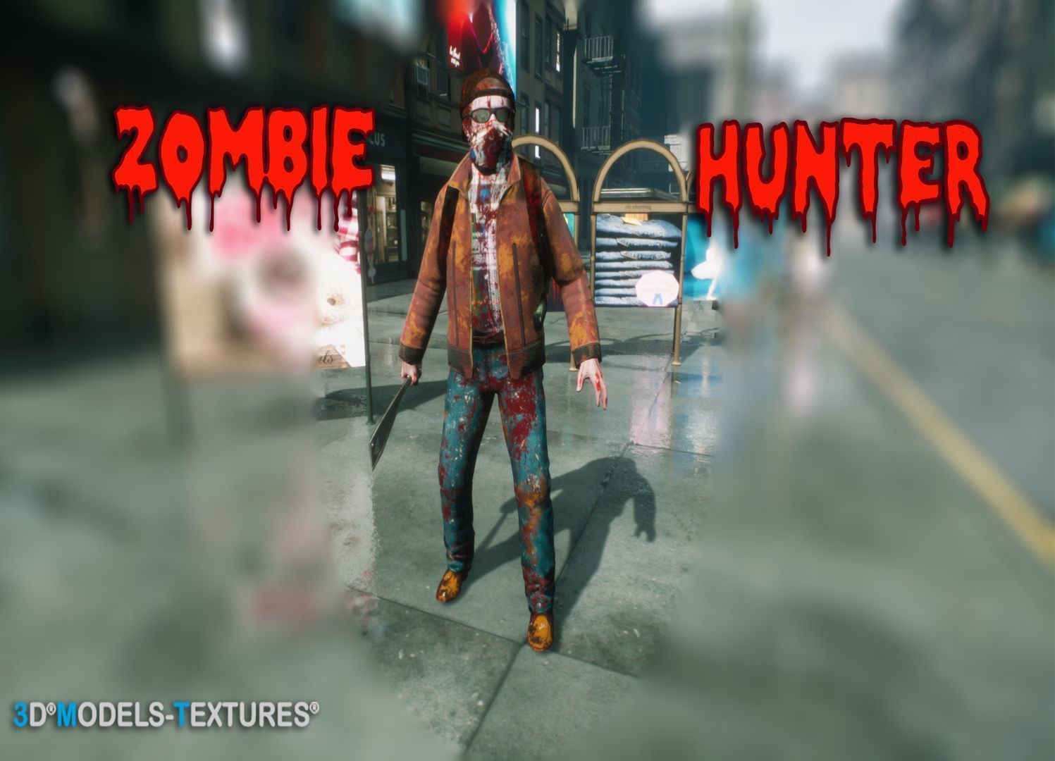 Zombie Hunter for UNREAL Low-poly 3D model_7