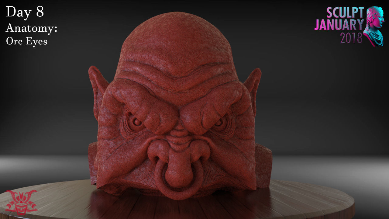 Orc Bust Eyes and Ears Part 2 Timelapse and Model 3D print model_2