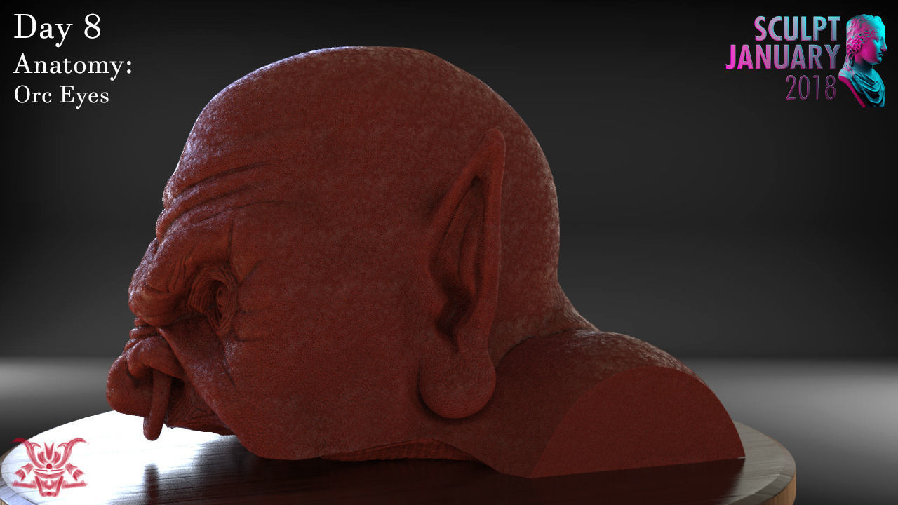 Orc Bust Eyes and Ears Part 2 Timelapse and Model 3D print model_3