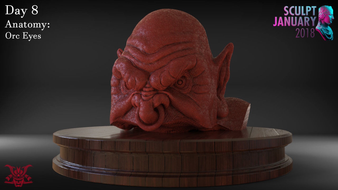 Orc Bust Eyes and Ears Part 2 Timelapse and Model 3D print model_1