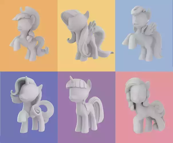 My Little Pony - 6 Main Character 3D Model 3D model