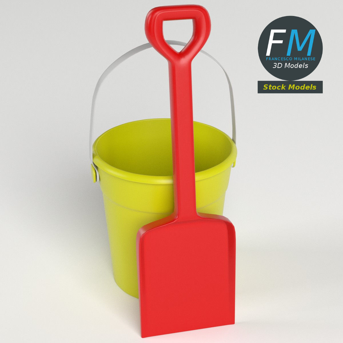 Beach bucket and shovel set 3D model_2